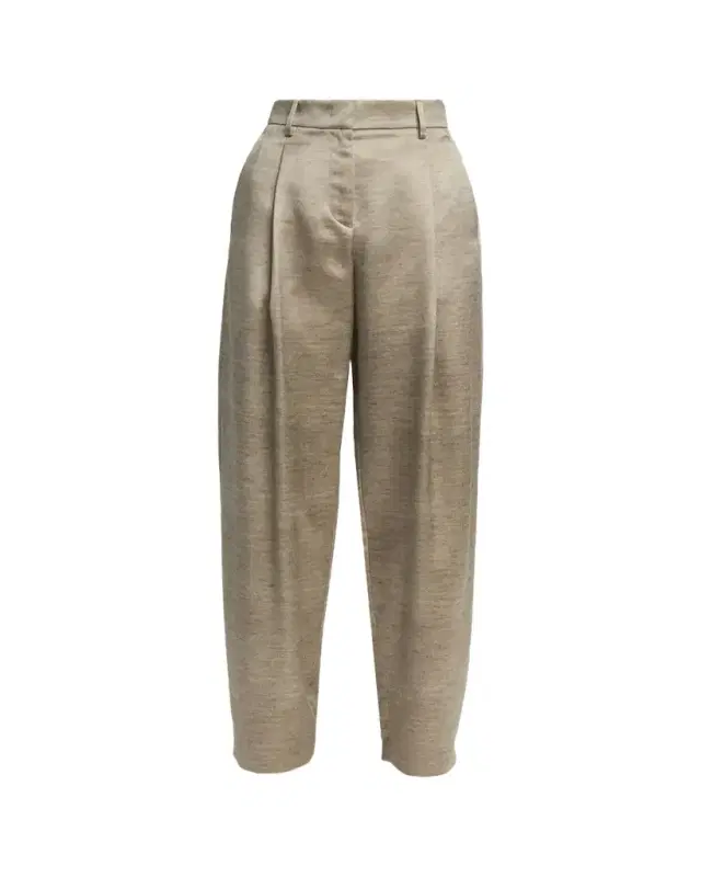 Giorgio Armani Pleated Silk Straight-Leg Trousers
