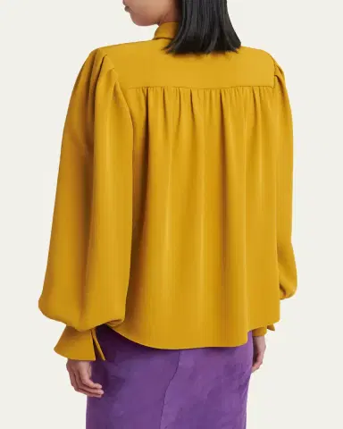 Valentino Garavani Pleated Silk Shirt | Thumbnail 3 Valentino Garavani Pleated Silk Shirt | Thumbnail 3