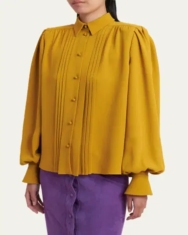 Valentino Garavani Pleated Silk Shirt | Thumbnail 4 Valentino Garavani Pleated Silk Shirt | Thumbnail 4