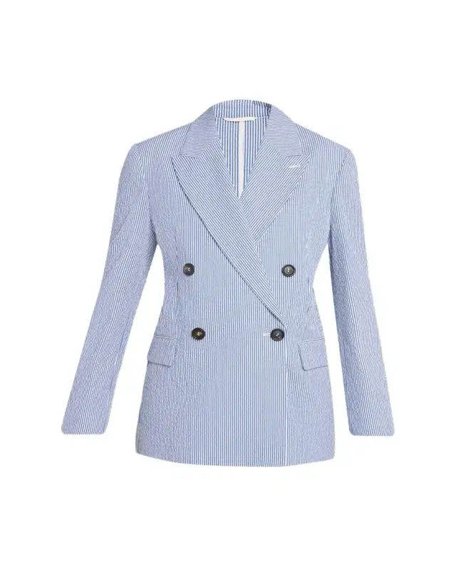 Brunello Cucinelli Seersucker Double-Breasted Jacket