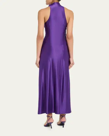 Rabanne Turtleneck Snap Draped Jersey Midi Dress | Thumbnail 3