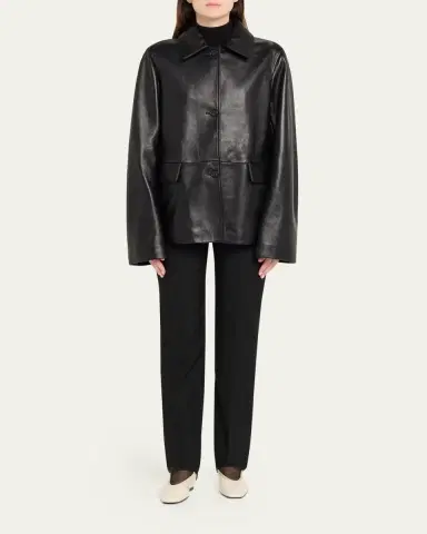 TOTEME Grained Leather Jacket | Thumbnail 2 TOTEME Grained Leather Jacket | Thumbnail 2
