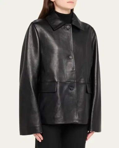 TOTEME Grained Leather Jacket | Thumbnail 4 TOTEME Grained Leather Jacket | Thumbnail 4