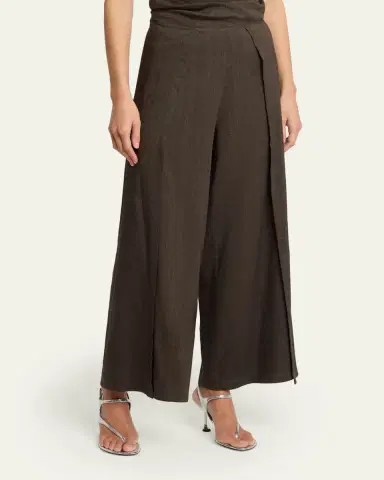 Proenza Schouler White Label Calla Slub Linen Wrap Pants | Thumbnail 4