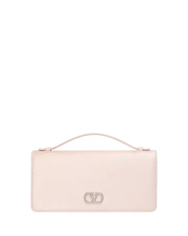 Valentino Garavani Crystal VLogo Satin Top-Handle Bag