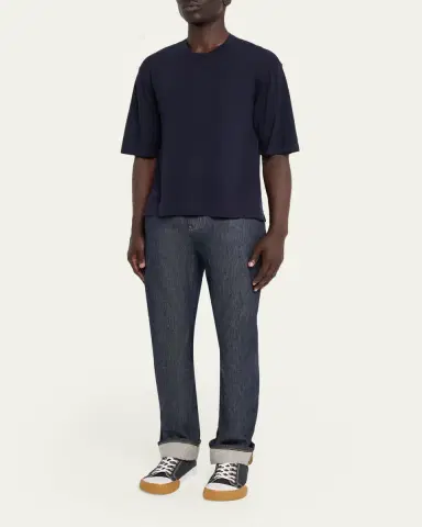 OFFICINE GÉNÉRALE Men's Boris Lyocell and Wool Knit Crewneck T-Shirt | Thumbnail 2