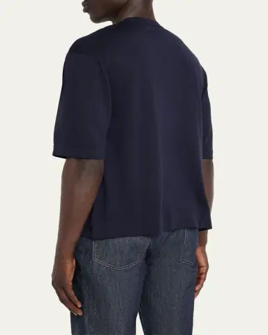 OFFICINE GÉNÉRALE Men's Boris Lyocell and Wool Knit Crewneck T-Shirt | Thumbnail 3