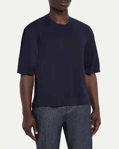 OFFICINE GÉNÉRALE Men's Boris Lyocell and Wool Knit Crewneck T-Shirt | Thumbnail 4