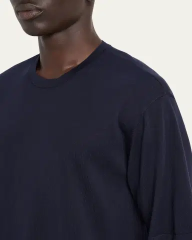 OFFICINE GÉNÉRALE Men's Boris Lyocell and Wool Knit Crewneck T-Shirt | Thumbnail 5