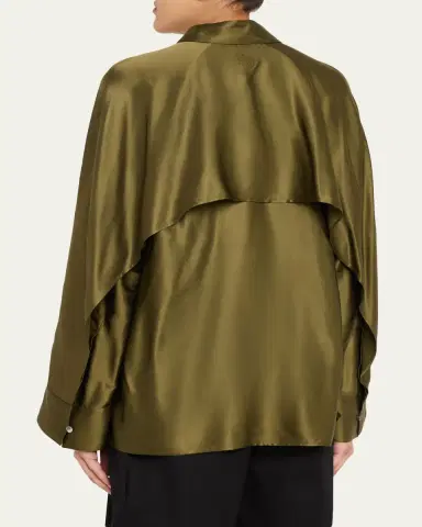 LOEWE Satin Button-Down Cape Shirt | Thumbnail 3 LOEWE Satin Button-Down Cape Shirt | Thumbnail 3