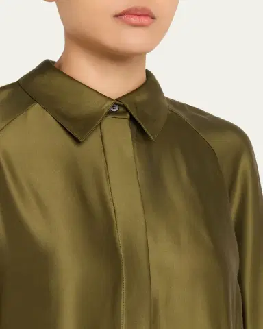 LOEWE Satin Button-Down Cape Shirt | Thumbnail 5 LOEWE Satin Button-Down Cape Shirt | Thumbnail 5