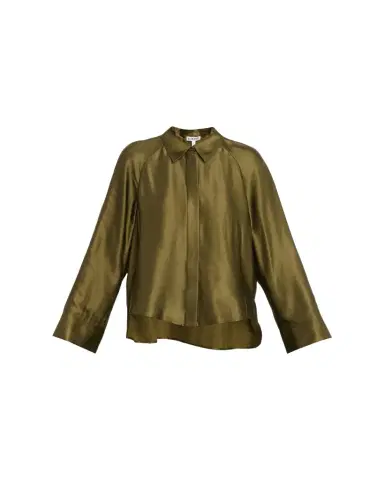 LOEWE Satin Button-Down Cape Shirt | Thumbnail 1 LOEWE Satin Button-Down Cape Shirt | Thumbnail 1