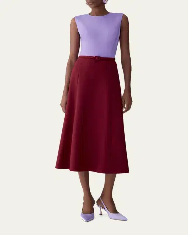 Carolina Herrera Colorblock Sleeveless Belted Midi Dress | Thumbnail 2 Carolina Herrera Colorblock Sleeveless Belted Midi Dress | Thumbnail 2
