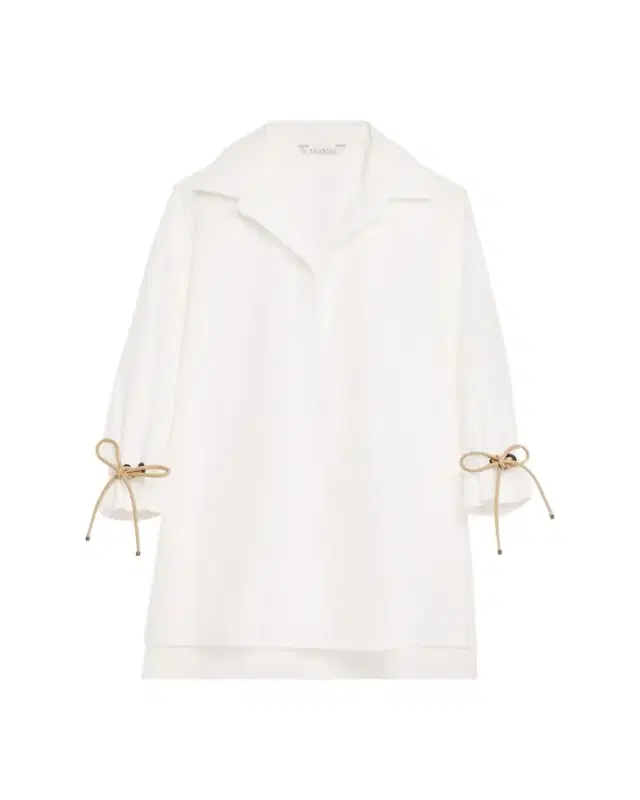 Raglan-Sleeve Cotton Poplin Blouse