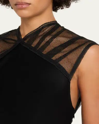 Victoria Beckham Mesh Open-Back Satin Column Gown | Thumbnail 5 Victoria Beckham Mesh Open-Back Satin Column Gown | Thumbnail 5