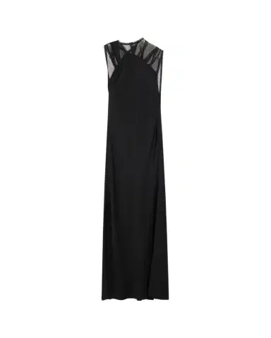Victoria Beckham Mesh Open-Back Satin Column Gown | Thumbnail 1 Victoria Beckham Mesh Open-Back Satin Column Gown | Thumbnail 1