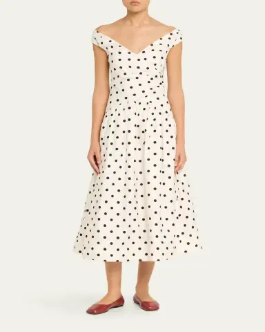 Self-Portrait Polka-Dot Cotton Midi Dress | Thumbnail 2