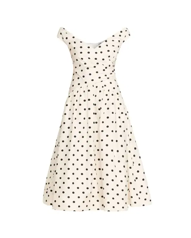 Self-Portrait Polka-Dot Cotton Midi Dress