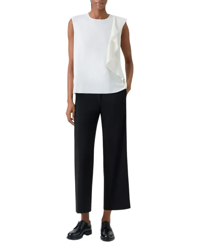 Akris punto Ruffle Lasercut Crepe Sleeveless Blouse