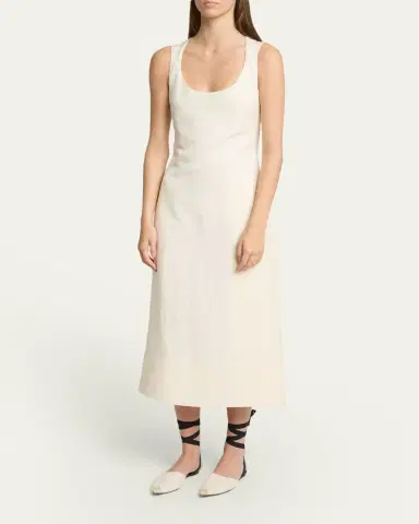 Jacquemus Scoop-Neck Linen Midi Dress | Thumbnail 4 Jacquemus Scoop-Neck Linen Midi Dress | Thumbnail 4