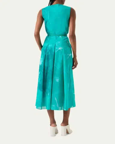 Akris Sleeveless Cotton Voile Belted Midi Dress | Thumbnail 3 Akris Sleeveless Cotton Voile Belted Midi Dress | Thumbnail 3
