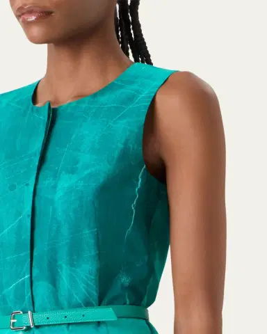 Akris Sleeveless Cotton Voile Belted Midi Dress | Thumbnail 5 Akris Sleeveless Cotton Voile Belted Midi Dress | Thumbnail 5