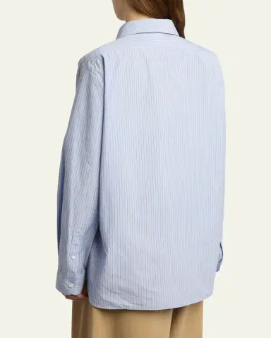 The Row Sisilia Striped Cotton Poplin Button-Front Shirt | Thumbnail 3 The Row Sisilia Striped Cotton Poplin Button-Front Shirt | Thumbnail 3