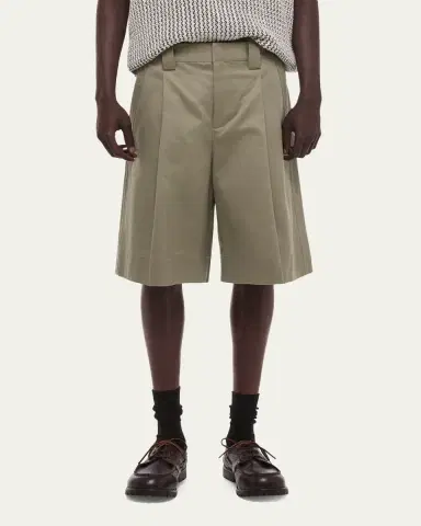 Helmut Lang Men's Cotton Pleated Oversized-Fit Bermuda Shorts | Thumbnail 4