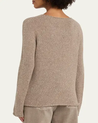 The Row Nitha Cashmere Knit Crewneck Sweater | Thumbnail 3 The Row Nitha Cashmere Knit Crewneck Sweater | Thumbnail 3