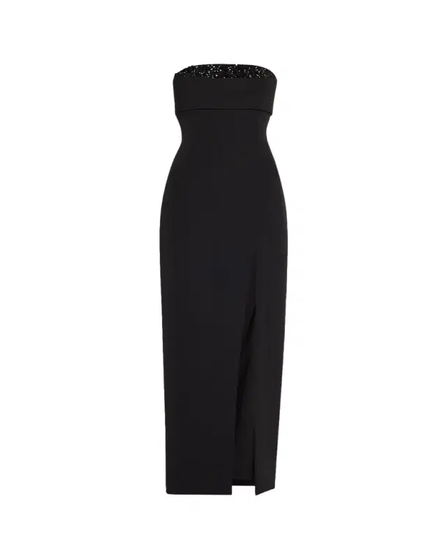 Strapless Crystal-Embellished Column Gown