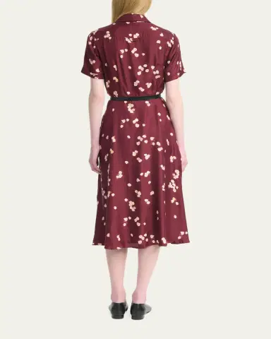 Altuzarra Kiera Floral Silk Short-Sleeve Midi Shirtdress With Belt | Thumbnail 3 Altuzarra Kiera Floral Silk Short-Sleeve Midi Shirtdress With Belt | Thumbnail 3