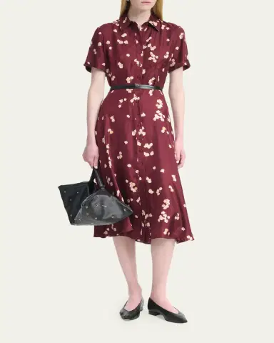 Altuzarra Kiera Floral Silk Short-Sleeve Midi Shirtdress With Belt | Thumbnail 4 Altuzarra Kiera Floral Silk Short-Sleeve Midi Shirtdress With Belt | Thumbnail 4