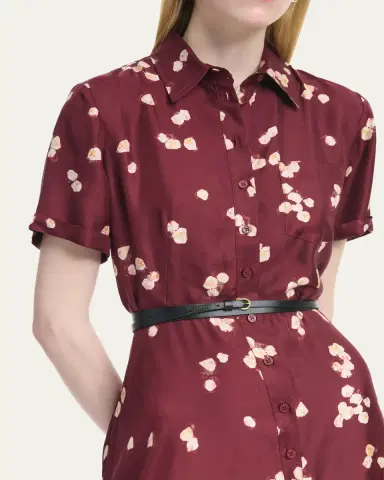 Altuzarra Kiera Floral Silk Short-Sleeve Midi Shirtdress With Belt | Thumbnail 5 Altuzarra Kiera Floral Silk Short-Sleeve Midi Shirtdress With Belt | Thumbnail 5