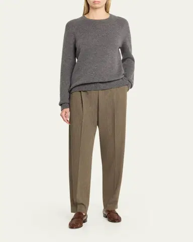 The Row Gianni Wool Pleated Tapered-Leg Pants | Thumbnail 2