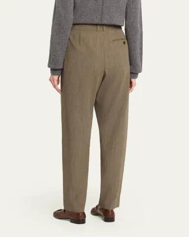 The Row Gianni Wool Pleated Tapered-Leg Pants | Thumbnail 3