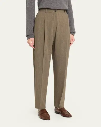 The Row Gianni Wool Pleated Tapered-Leg Pants | Thumbnail 4