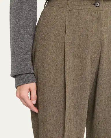 The Row Gianni Wool Pleated Tapered-Leg Pants | Thumbnail 5