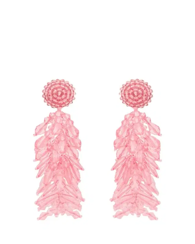 Oscar de la Renta Beaded Cascade Tassel Clip-On Earrings