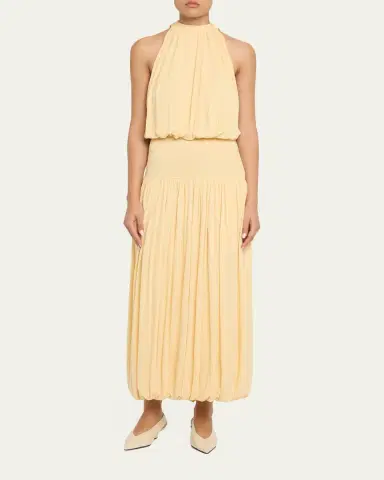 TOTEME Soft Gathered Halter Midi Bubble Dress | Thumbnail 2
