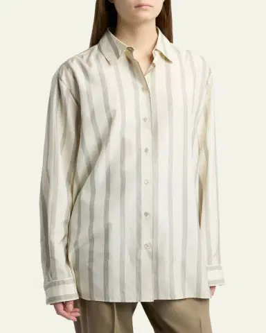 The Row Sisilia Striped Button-Down Silk Shirt | Thumbnail 4 The Row Sisilia Striped Button-Down Silk Shirt | Thumbnail 4
