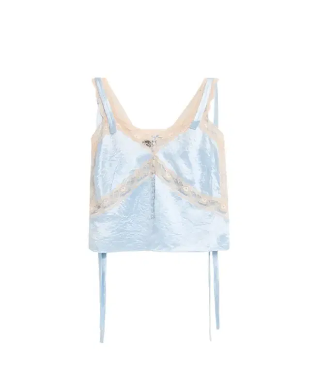 Lace-Trim Crinkled Satin Slip Top
