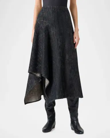 Akris punto Washed Heavyweight Cotton Denim Midi Skirt | Thumbnail 4 Akris punto Washed Heavyweight Cotton Denim Midi Skirt | Thumbnail 4