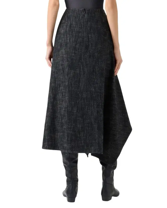 Akris punto Washed Heavyweight Cotton Denim Midi Skirt