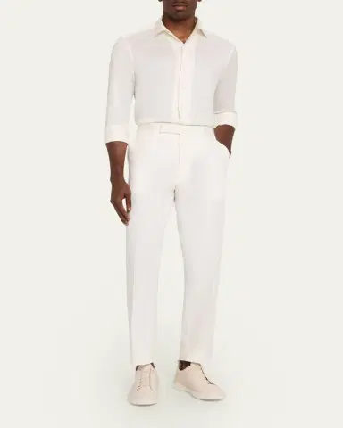 ZEGNA Men's Silk, Linen, and Cotton Melange Long-Sleeve Shirt | Thumbnail 2