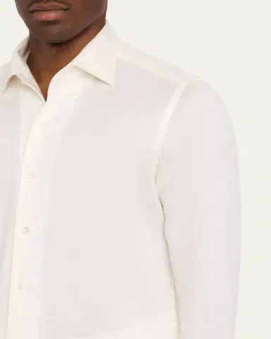 ZEGNA Men's Silk, Linen, and Cotton Melange Long-Sleeve Shirt | Thumbnail 5