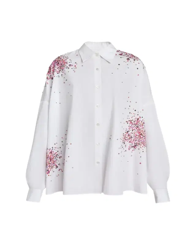 Dries Van Noten Casia Sequined Oversized Button-Down Shirt