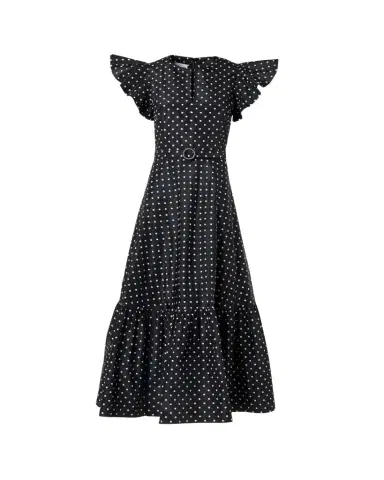 Akris punto Belted Polka Dot Flutter-Sleeve Dress | Thumbnail 1 Akris punto Belted Polka Dot Flutter-Sleeve Dress | Thumbnail 1