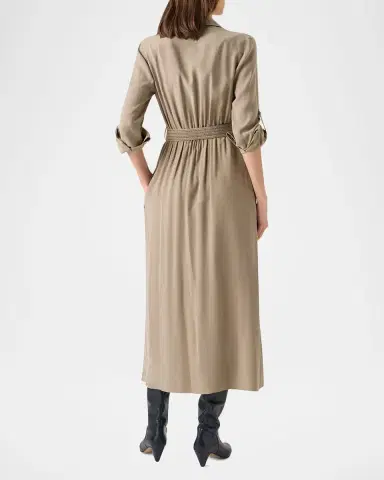Akris punto Long-Sleeve Belted Viscose Twill Midi Shirtdress | Thumbnail 2 Akris punto Long-Sleeve Belted Viscose Twill Midi Shirtdress | Thumbnail 2