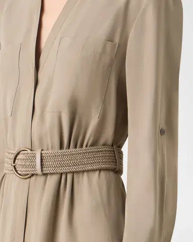Akris punto Long-Sleeve Belted Viscose Twill Midi Shirtdress | Thumbnail 6 Akris punto Long-Sleeve Belted Viscose Twill Midi Shirtdress | Thumbnail 6