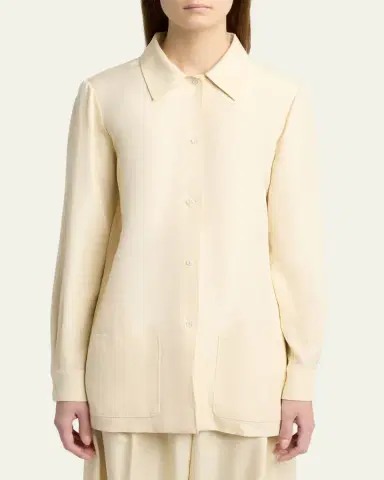 The Row Lucetta Silk Button-Front Shirt | Thumbnail 4 The Row Lucetta Silk Button-Front Shirt | Thumbnail 4